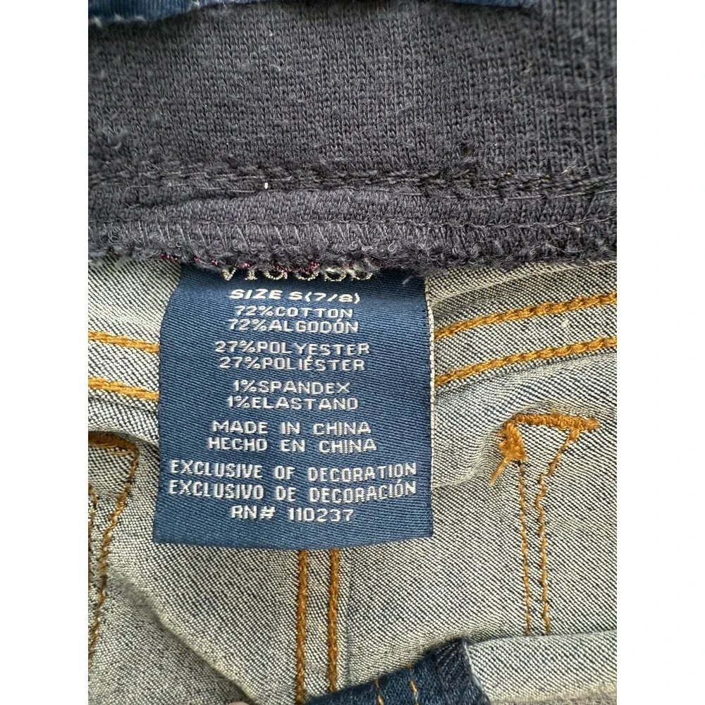 VIGOSS Girl's Small (7/8) Blue Denim‎ Bermuda Shorts Glitter Stripe Casual